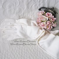 Gloves White Debutante Long Opera 3 Button Vintage Mid Century Wedding Style Downton Titanic Jane Austen Cosplay WhenRosesBloom
