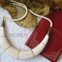 Vintage Necklace Carved Statement Ethnic Safari Africa Boho Minimalist Retro Tribal Steampunk Cosplay retro 60s 70s  WhenRosesBloom