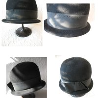 Vintage Black Derby Cloche Hat Retro Vintage Hipster Mod Boho Steampunk Bowler Bohomian 60s Cosplay Twiggy Audrey Hepburn WhenRosesBloom