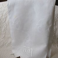 Vintage Linen Towel White Monogram W Initial Wedding Keepsake  Heirloom Embroidery Tea Towel Spa  Farmhouse Cottage Style WhenRosesBloom