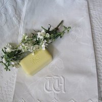 Vintage Linen Towel White Monogram W Initial Wedding Keepsake  Heirloom Embroidery Tea Towel Spa  Farmhouse Cottage Style WhenRosesBloom