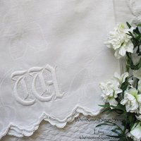 Vintage Linen Towel White Monogram W Initial Wedding Keepsake  Heirloom Embroidery Tea Towel Spa  Farmhouse Cottage Style WhenRosesBloom