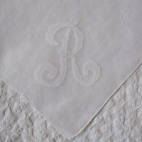 Vintage Hanky White  R Initial Monogram Wedding Keepsake Birthday Gift Remembrance Heirloom Handkerchief Free Ship  US  WhenRosesBloom