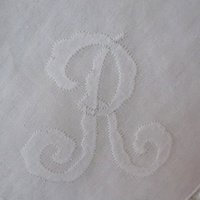 Vintage Hanky White  R Initial Monogram Wedding Keepsake Birthday Gift Remembrance Heirloom Handkerchief Free Ship  US  WhenRosesBloom