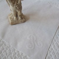 Vintage Hanky White  R Initial Monogram Wedding Keepsake Birthday Gift Remembrance Heirloom Handkerchief Free Ship  US  WhenRosesBloom