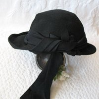 Vintage Black Hat Picture Hat  Katharine Hepburn Society Girl Mid Century Hollywood Glamour Retro Party Boho Cosplay WhenRosesBloom
