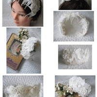 Vintage White Hat Bridal Ballerina Fascinator Hat Band  Headpiece Wedding Style Audrey Hepburn  Mid Century Retro Tea Party WhenRosesBloom