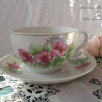 Vintage Tea Cup Pink Floral Occupied Japan Mid Century Afternoon TeaTime Gift Downton Tea Cottage Farmhouse Shabby Chic Style WhenRosesBloom