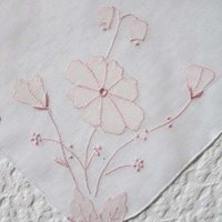 Vintage Madeiera Hanky Wedding Keepsake Remembrance 1st Communion Classic Pink Floral Handkerchief NOS FREE Ship  US  WhenRosesBloom