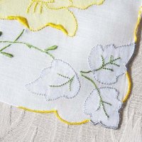 Vintage Hanky Yellow Rose Wedding Madeira Keepsake Remembrance Antique Linen Heirloom Needlework Hankerchief  Free Ship  US  WhenRosesBloom