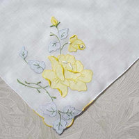 Vintage Hanky Yellow Rose Wedding Madeira Keepsake Remembrance Antique Linen Heirloom Needlework Hankerchief  Free Ship  US  WhenRosesBloom