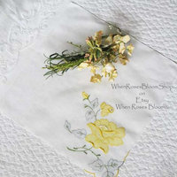 Vintage Hanky Yellow Rose Wedding Madeira Keepsake Remembrance Antique Linen Heirloom Needlework Hankerchief  Free Ship  US  WhenRosesBloom