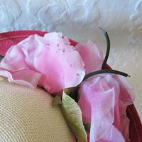 Vintage Hat Roses Pink White Garden Party Downton Abbey Classic Tea Party Wedding Elegant Straw Kentucky Derby Hat New York WhenRosesBloom
