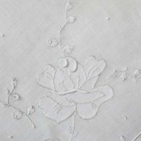 Vintage White Hanky Madeira Rose Wedding Keepsake Remembrance Heirloom Embroidery Classic Gift  Heirloom Linen Free Ship  US  WhenRosesBloom