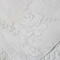 Vintage White Hanky Madeira Rose Wedding Keepsake Remembrance Heirloom Embroidery Classic Gift  Heirloom Linen Free Ship  US  WhenRosesBloom