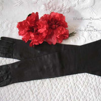 Gloves Black Leather Vintage Opera Debutante 6.5 Miss Fisher Downton Lady Mary Titanic Steampunk Cosplay NOS FREE Ship USA   WhenRosesBloom