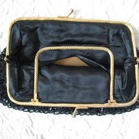 Black Beaded Purse Evening Purse Vintage Mid Century Retro Classic  Glamour Dance Cocktail Party Steampunk WhenRosesBloom