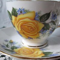 Vintage Tea Cup Yellow Roses English Bone China Retro Classic TeaTime Gift Mid Century Shabby Chic Downton Abbey Style WhenRosesBloom