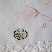 Vintage Madeiera Hanky Wedding Keepsake Remembrance 1st Communion Classic Pink Floral Handkerchief NOS FREE Ship  US  WhenRosesBloom