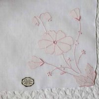 Vintage Madeiera Hanky Wedding Keepsake Remembrance 1st Communion Classic Pink Floral Handkerchief NOS FREE Ship  US  WhenRosesBloom