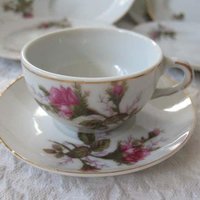 Child Moss Rose Toy Tea set Tea Pot china dishes Japan Vintage Doll Toy Tea Time Mid Century Gift Cottage Shabby Chic WhenRosesBloom