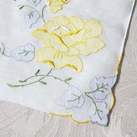 Vintage Hanky Yellow Rose Wedding Madeira Keepsake Remembrance Antique Linen Heirloom Needlework Hankerchief  Free Ship  US  WhenRosesBloom