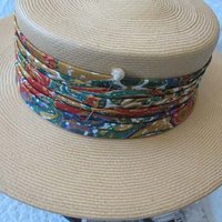 Vintage Hat Straw Boater Panama Italian Tailored Elegance Mid Century Suburbia Retro Cosplay Swansons Miss Phyrne Fisher   WhenRosesBloom