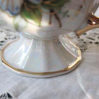 Vintage Footed  Tea Cup Pink Pearl Wild Roses MOP Made Japan Downton TeaTime Gift Cottage Shabby Chic Mid Century Tea Style WhenRosesBloom