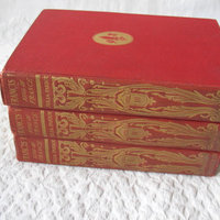French Red Books Vintage Rare Classic History Francis 1 Red Gold Decorative Library Gift Art Nouveau Graphic Cover Engravings WhenRosesBloom