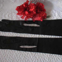 Gloves Black Leather Vintage Opera Debutante 6.5 Miss Fisher Downton Lady Mary Titanic Steampunk Cosplay NOS FREE Ship USA   WhenRosesBloom