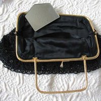 Black Beaded Purse Evening Purse Vintage Mid Century Retro Classic  Glamour Dance Cocktail Party Steampunk WhenRosesBloom