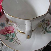 Tea Cup Pink Blue Flower English Bone China Vintage Retro Tea Gift Dainty Mid Century Cottage Farmhouse Shabby Chic WhenRosesBloom
