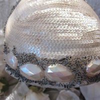 Vintage Hat 1920s Wedding Bridal Headpiece Fascinator Tea Party Cocktail  Gatsby Cosplay White Silver Beadwork Art Deco When Roses Bloom