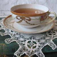 Vintage Tea Cup Nippon China Japan Retro Tea Dainty TeaTime Gift Gold Bow Farmhouse Cottage Shabby Chic Downton Abbey Style WhenRosesBloom
