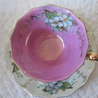 Vintage Footed  Tea Cup Pink Pearl Wild Roses MOP Made Japan Downton TeaTime Gift Cottage Shabby Chic Mid Century Tea Style WhenRosesBloom