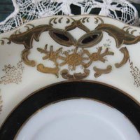 Vintage Tea Cup Footed Black Gold Japan Royal Sealy Downton Elegant Steampunk Cosplay Gentlemens  Tea Birthday Shower Gift WhenRosesBloom