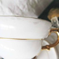 Vintage Tea Cup Footed Black Gold Japan Royal Sealy Downton Elegant Steampunk Cosplay Gentlemens  Tea Birthday Shower Gift WhenRosesBloom