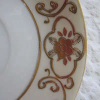 Tea Cup & Saucer Japan Gold Tea For Two Downton Tea Cottage Farmhouse Shabby Chic Mid Century Tea Style Gold Creme floral WhenRosesBloom