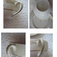 Tea Cup & Saucer Japan Gold Tea For Two Downton Tea Cottage Farmhouse Shabby Chic Mid Century Tea Style Gold Creme floral WhenRosesBloom