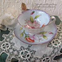 Vintage Tea Cup Blue Floral Footed Japan Downton Tea Cottage Shabby Chic Mid Century Tea Birthday Shower Girlfriend Wife Gift WhenRosesBloom