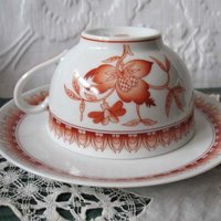 Vintage Teacup Orange Floral Limoges Haviland Shangai Shabby Chic Gentleman Man Tea Birthday Shower Girlfriend Wife Gift WhenRosesBloom