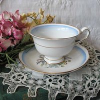 Teacup Royal Albert Floral Blue English Bone China Vintage Shabby Chic Tea Cup  Birthday Shower Tea Party Gift WhenRosesBloom