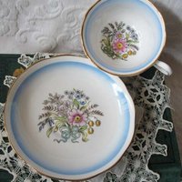 Teacup Royal Albert Floral Blue English Bone China Vintage Shabby Chic Tea Cup  Birthday Shower Tea Party Gift WhenRosesBloom