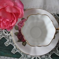 Vintage Tea Cup Rose Floral English Bone China TeaTime Gift Dainty Elegant Shabby Chic Retro Mid Century Classic British WhenRosesBloom