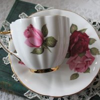Vintage Tea Cup Rose Floral English Bone China TeaTime Gift Dainty Elegant Shabby Chic Retro Mid Century Classic British WhenRosesBloom