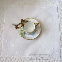 Vintage White Hanky Wedding Keepsake Remembrance Handkerchief Elegant Linen Heirloom Gift Classic Romantic Style Free ShipUS  WhenRosesBloom