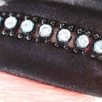 Vintage Black Gloves Sz 6+ Rhinestone Elegant Hollywood Glamour Dance Wedding Evening Cocktail Steampunk  NOS Free Ship US  WhenRosesBloom