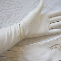 Vintage White Italian Leather Matinee Gloves Retro Wedding Bride Tea NOS Downton Titanic Jane Austen Cosplay Free Ship  US When Roses Bloom