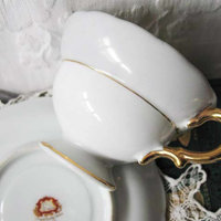 Vintage Tea Cup Footed Black Gold Japan Royal Sealy Downton Elegant Steampunk Cosplay Gentlemens  Tea Birthday Shower Gift WhenRosesBloom