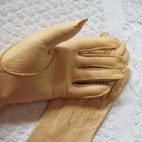 Vintage Leather Driving Gloves Beige Pigskin Retro Mid Century Miss Fisher Audrey Hepburn Cosplay Fashion  Free Ship in US WhenRosesBloom